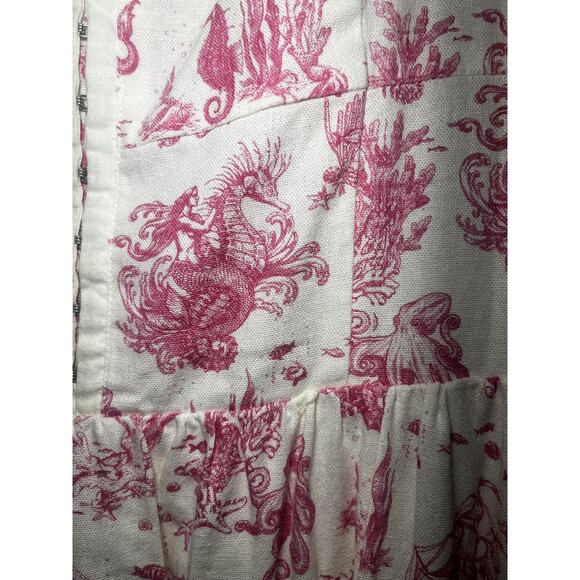 Avec Les Filles Dress Womens 14 Linen Blend Sea Print Mermaid Nautical Summer - Picture 8 of 16